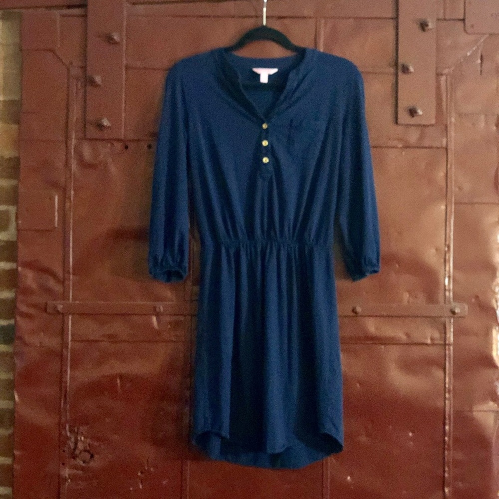 Lilly Pulitzer Navy Shift Dress w/ Elastic Waist